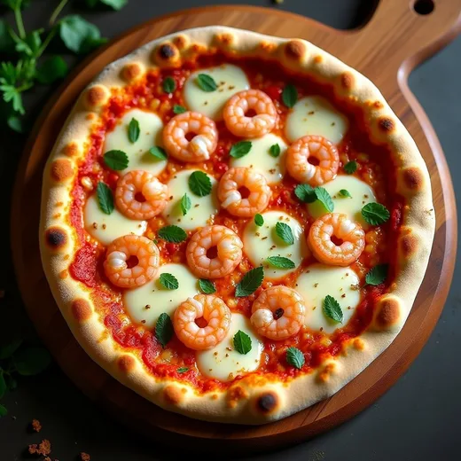 Pizza de camarão com mussarela